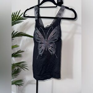 Diamonds black butterfly tops with cross back diamonds on straps